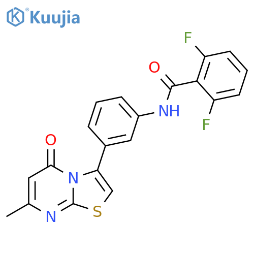 2,6-difluoro-N-(3-{7-methyl-5-oxo-5H-[1,3]thiazolo[3,2-a]pyrimidin-3-yl}phenyl)benzamide structure