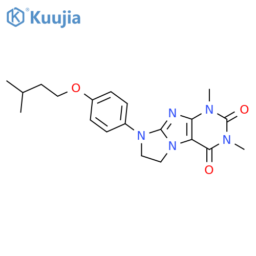 1,3-dimethyl-8-[4-(3-methylbutoxy)phenyl]-1H,2H,3H,4H,6H,7H,8H-imidazo[1,2-g]purine-2,4-dione structure