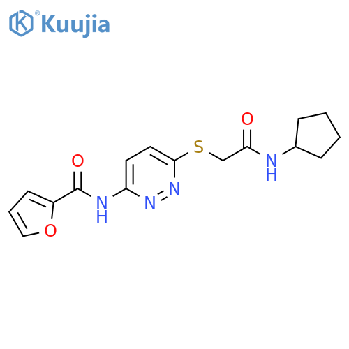 N-(6-{[(cyclopentylcarbamoyl)methyl]sulfanyl}pyridazin-3-yl)furan-2-carboxamide structure