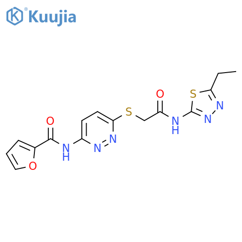 N-[6-({[(5-ethyl-1,3,4-thiadiazol-2-yl)carbamoyl]methyl}sulfanyl)pyridazin-3-yl]furan-2-carboxamide structure