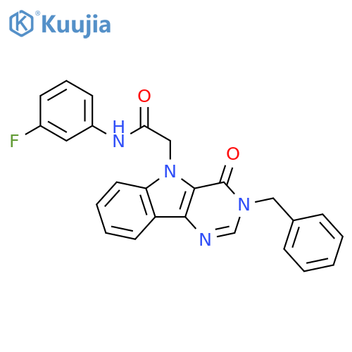 N-(3-Fluorophenyl)-3,4-dihydro-4-oxo-3-(phenylmethyl)-5H-pyrimido[5,4-b]indole-5-acetamide structure