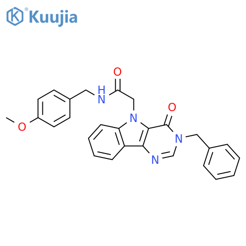 2-{3-benzyl-4-oxo-3H,4H,5H-pyrimido[5,4-b]indol-5-yl}-N-[(4-methoxyphenyl)methyl]acetamide structure