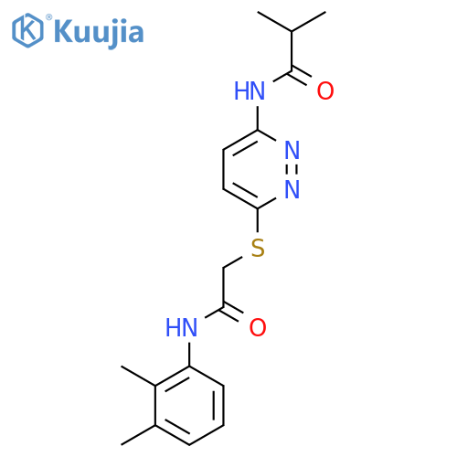 N-[6-({[(2,3-dimethylphenyl)carbamoyl]methyl}sulfanyl)pyridazin-3-yl]-2-methylpropanamide structure