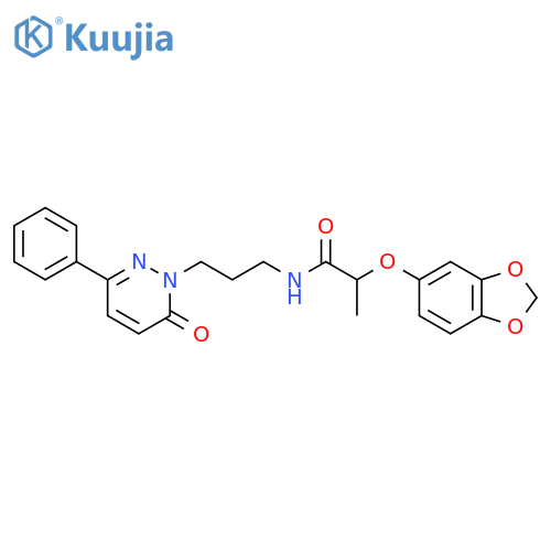 2-(2H-1,3-benzodioxol-5-yloxy)-N-[3-(6-oxo-3-phenyl-1,6-dihydropyridazin-1-yl)propyl]propanamide structure
