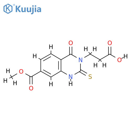 3-[7-(methoxycarbonyl)-4-oxo-2-sulfanylidene-1,2,3,4-tetrahydroquinazolin-3-yl]propanoic acid structure