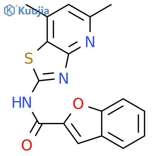 N-{5,7-dimethyl-[1,3]thiazolo[4,5-b]pyridin-2-yl}-1-benzofuran-2-carboxamide structure