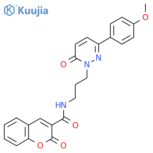 N-{3-[3-(4-methoxyphenyl)-6-oxo-1,6-dihydropyridazin-1-yl]propyl}-2-oxo-2H-chromene-3-carboxamide structure