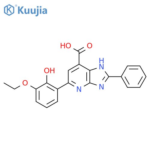 5-(3-ethoxy-2-hydroxyphenyl)-2-phenyl-3H-imidazo[4,5-b]pyridine-7-carboxylic acid structure
