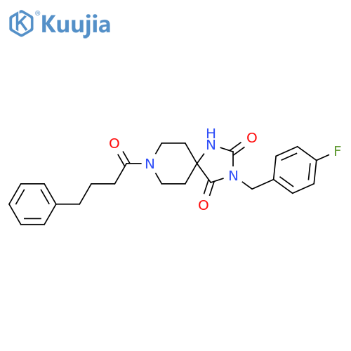 3-[(4-fluorophenyl)methyl]-8-(4-phenylbutanoyl)-1,3,8-triazaspiro[4.5]decane-2,4-dione structure