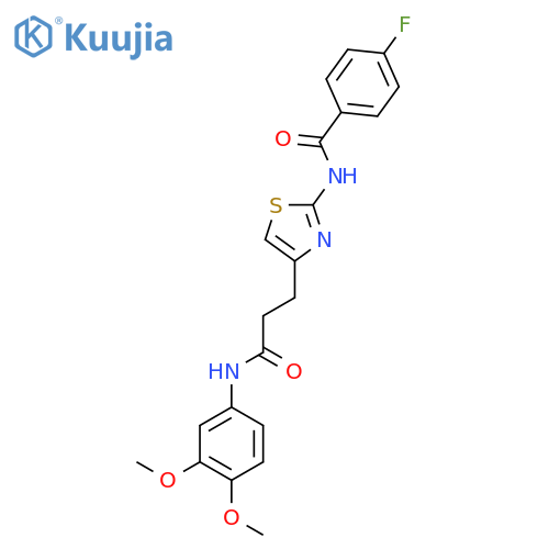 N-(4-{2-[(3,4-dimethoxyphenyl)carbamoyl]ethyl}-1,3-thiazol-2-yl)-4-fluorobenzamide structure