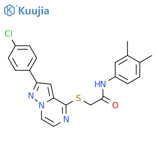2-{[2-(4-chlorophenyl)pyrazolo[1,5-a]pyrazin-4-yl]sulfanyl}-N-(3,4-dimethylphenyl)acetamide structure