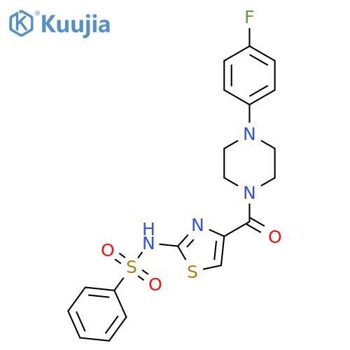 N-{4-[4-(4-fluorophenyl)piperazine-1-carbonyl]-1,3-thiazol-2-yl}benzenesulfonamide structure