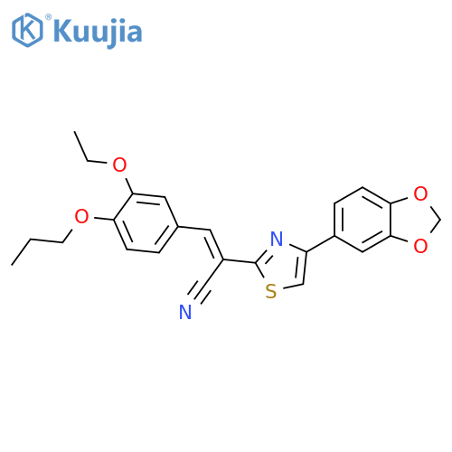 (2E)-2-[4-(2H-1,3-benzodioxol-5-yl)-1,3-thiazol-2-yl]-3-(3-ethoxy-4-propoxyphenyl)prop-2-enenitrile structure