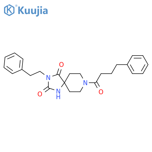 8-(4-phenylbutanoyl)-3-(2-phenylethyl)-1,3,8-triazaspiro[4.5]decane-2,4-dione structure