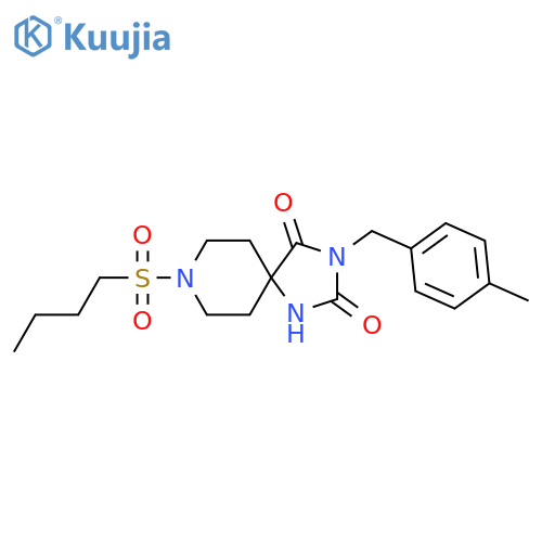 8-(butane-1-sulfonyl)-3-[(4-methylphenyl)methyl]-1,3,8-triazaspiro[4.5]decane-2,4-dione structure