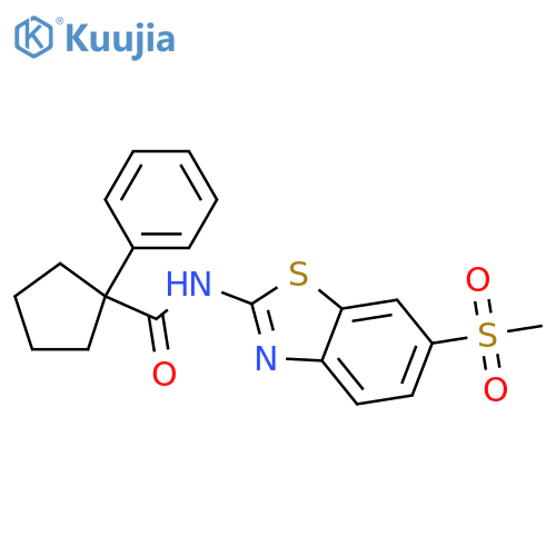 N-(6-methylsulfonyl-1,3-benzothiazol-2-yl)-1-phenylcyclopentane-1-carboxamide structure