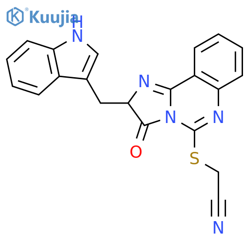 2-({2-[(1H-indol-3-yl)methyl]-3-oxo-2H,3H-imidazo[1,2-c]quinazolin-5-yl}sulfanyl)acetonitrile structure
