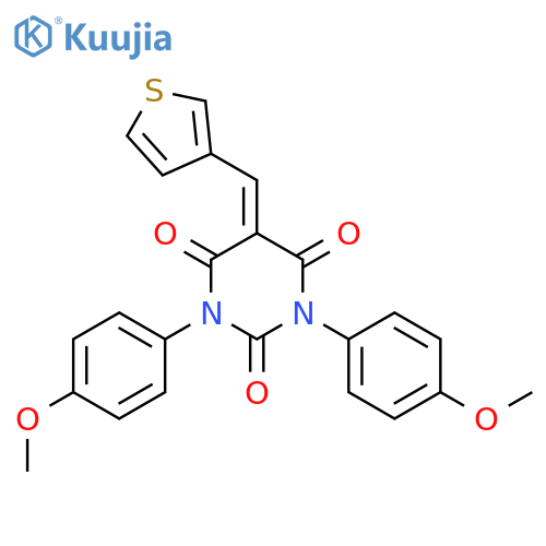 1,3-bis(4-methoxyphenyl)-5-(thiophen-3-ylmethylidene)-1,3-diazinane-2,4,6-trione structure