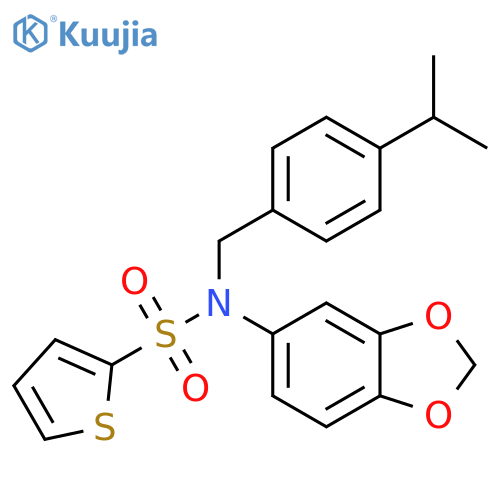 Benzo[D]1,3-dioxolen-5-YL((4-(isopropyl)phenyl)methyl)(2-thienylsulfonyl)amine structure