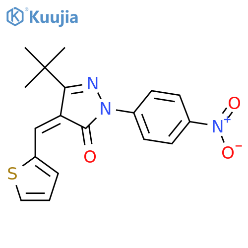 (4Z)-3-tert-butyl-1-(4-nitrophenyl)-4-[(thiophen-2-yl)methylidene]-4,5-dihydro-1H-pyrazol-5-one structure