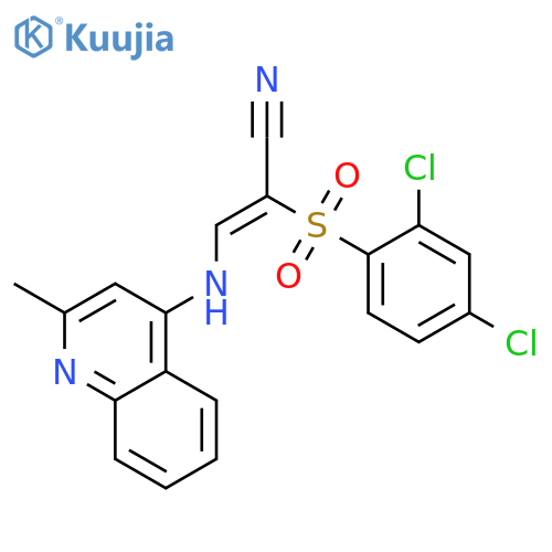 (Z)-2-(2,4-dichlorophenyl)sulfonyl-3-[(2-methylquinolin-4-yl)amino]prop-2-enenitrile structure