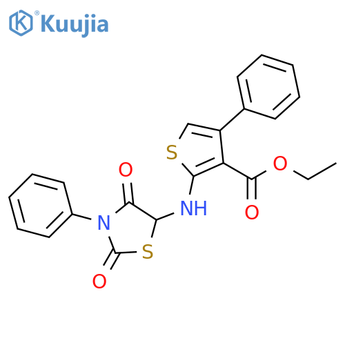 ethyl 2-[(2,4-dioxo-3-phenyl-1,3-thiazolidin-5-yl)amino]-4-phenylthiophene-3-carboxylate structure