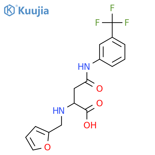 2-{[(furan-2-yl)methyl]amino}-3-{[3-(trifluoromethyl)phenyl]carbamoyl}propanoic acid structure