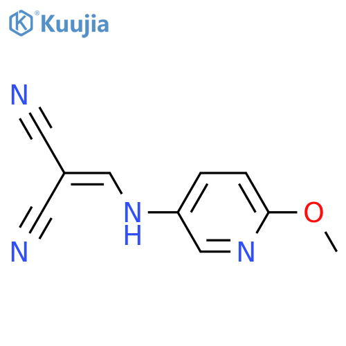 2-[[(6-methoxypyridin-3-yl)amino]methylidene]propanedinitrile structure