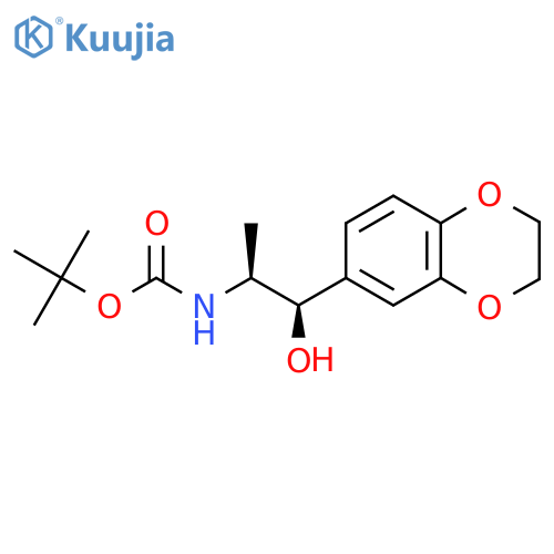 Tert-butyl (1R,2S)-1-(2,3-dihydrobenzo[b][1,4]dioxin-6-yl)-1-hydroxypropan-2-ylcarbamate structure