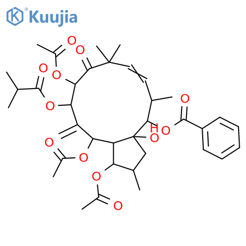 3,5,7,8,14,15-Hexahydroxy-6(17),11-jatrophadien-9-one; (3β,5α,7β,8α,11E,13β,14β,15β)-form, 14-Benzoyl, 7-O-(2-methylpropanoyl), 3,5,8-tri-Ac structure