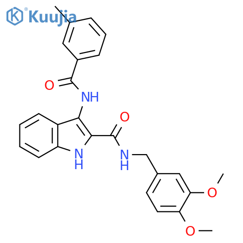 N-[(3,4-dimethoxyphenyl)methyl]-3-(3-methylbenzamido)-1H-indole-2-carboxamide structure