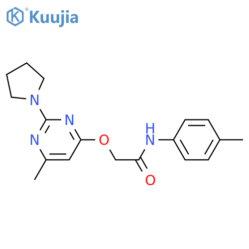2-{[6-methyl-2-(pyrrolidin-1-yl)pyrimidin-4-yl]oxy}-N-(4-methylphenyl)acetamide structure