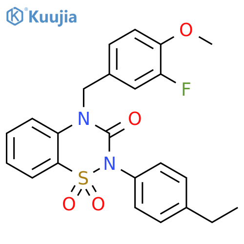 2-(4-ethylphenyl)-4-[(3-fluoro-4-methoxyphenyl)methyl]-3,4-dihydro-2H-1lambda6,2,4-benzothiadiazine-1,1,3-trione structure