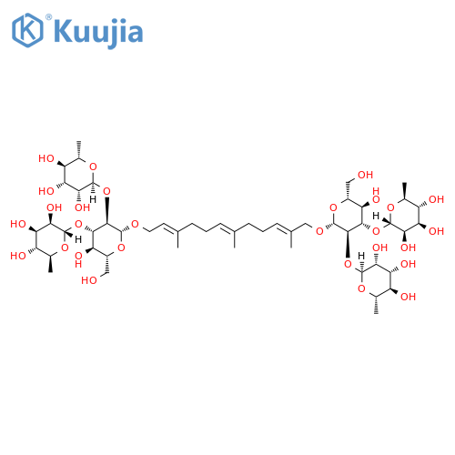 b-D-Glucopyranoside,(2E,6E,10E)-2,6,10-trimethyl-2,6,10-dodecatriene-1,12-diyl bis[O-6-deoxy-a-L-mannopyranosyl-(1(R)2)-O-[6-deoxy-a-L-mannopyranosyl-(1(R)3)]- structure