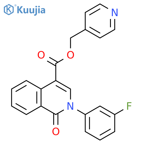 (pyridin-4-yl)methyl 2-(3-fluorophenyl)-1-oxo-1,2-dihydroisoquinoline-4-carboxylate structure