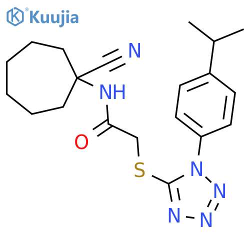 N-(1-cyanocycloheptyl)-2-({1-[4-(propan-2-yl)phenyl]-1H-1,2,3,4-tetrazol-5-yl}sulfanyl)acetamide structure