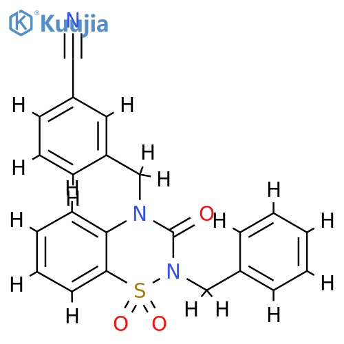 3-[(2-benzyl-1,1,3-trioxo-3,4-dihydro-2H-1lambda6,2,4-benzothiadiazin-4-yl)methyl]benzonitrile structure