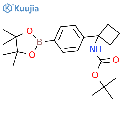 tert-butyl N-{1-[4-(tetramethyl-1,3,2-dioxaborolan-2-yl)phenyl]cyclobutyl}carbamate structure