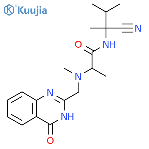 N-(1-cyano-1,2-dimethylpropyl)-2-{methyl[(4-oxo-3,4-dihydroquinazolin-2-yl)methyl]amino}propanamide structure