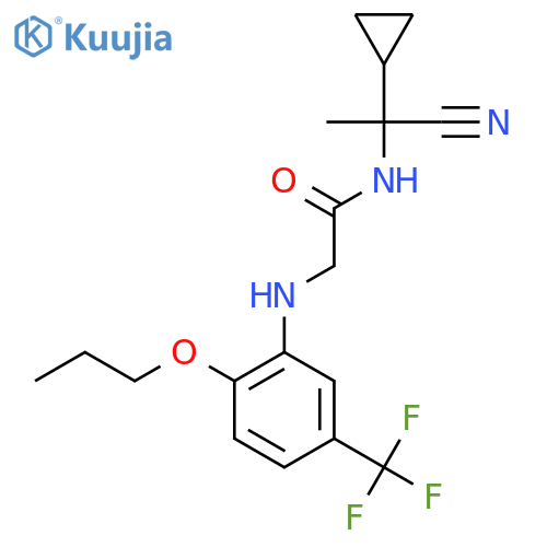 N-(1-cyano-1-cyclopropylethyl)-2-{[2-propoxy-5-(trifluoromethyl)phenyl]amino}acetamide structure