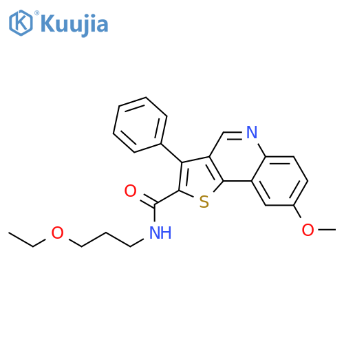 N-(3-ethoxypropyl)-8-methoxy-3-phenylthieno[3,2-c]quinoline-2-carboxamide structure