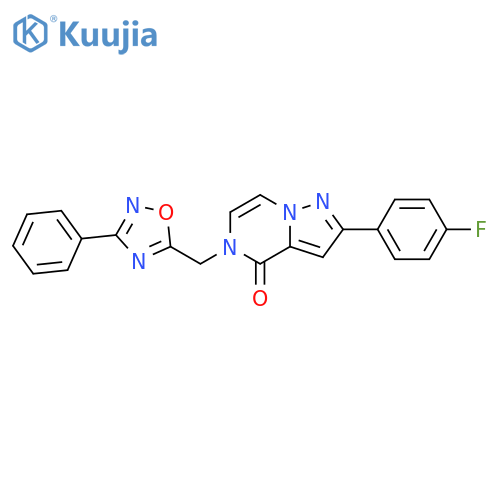 2-(4-fluorophenyl)-5-[(3-phenyl-1,2,4-oxadiazol-5-yl)methyl]-4H,5H-pyrazolo[1,5-a]pyrazin-4-one structure