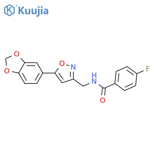N-{[5-(2H-1,3-benzodioxol-5-yl)-1,2-oxazol-3-yl]methyl}-4-fluorobenzamide structure