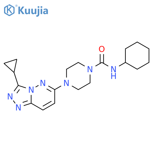 N-cyclohexyl-4-{3-cyclopropyl-[1,2,4]triazolo[4,3-b]pyridazin-6-yl}piperazine-1-carboxamide structure