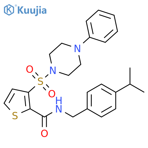 3-[(4-phenylpiperazin-1-yl)sulfonyl]-N-{[4-(propan-2-yl)phenyl]methyl}thiophene-2-carboxamide structure