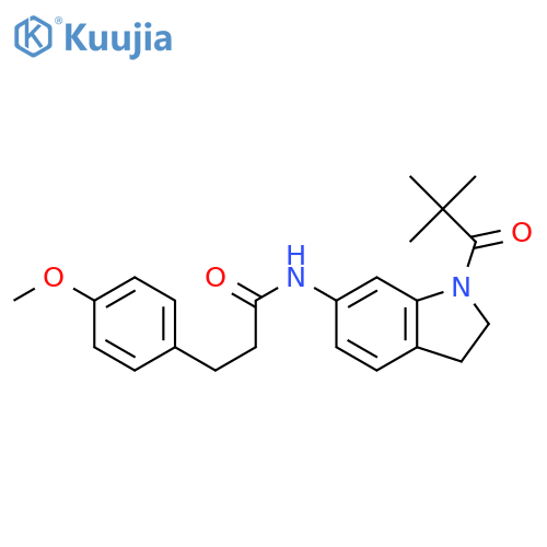 N-[1-(2,2-dimethylpropanoyl)-2,3-dihydro-1H-indol-6-yl]-3-(4-methoxyphenyl)propanamide structure