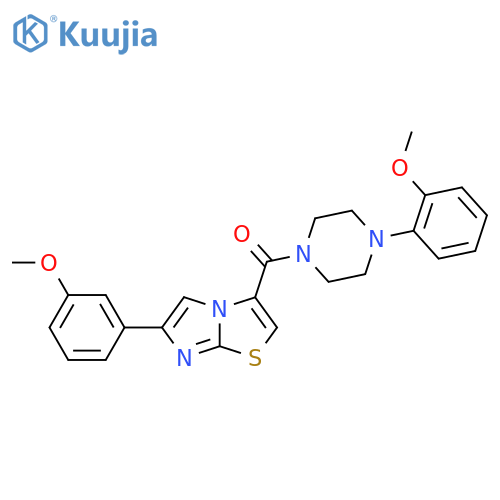 1-(2-methoxyphenyl)-4-[6-(3-methoxyphenyl)imidazo[2,1-b][1,3]thiazole-3-carbonyl]piperazine structure