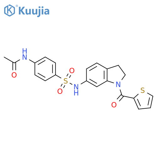 N-(4-{[1-(thiophene-2-carbonyl)-2,3-dihydro-1H-indol-6-yl]sulfamoyl}phenyl)acetamide structure