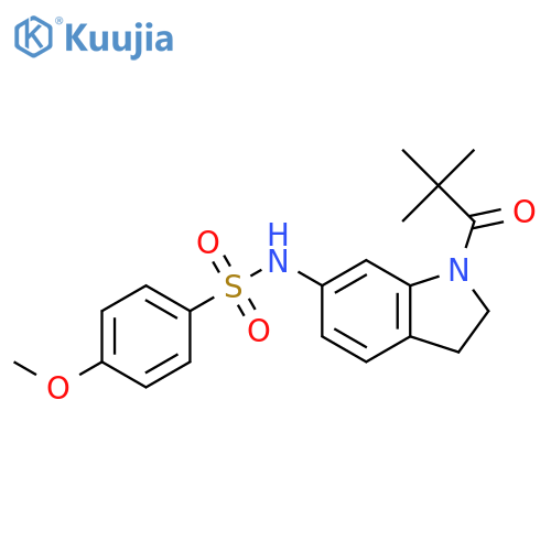 N-[1-(2,2-dimethylpropanoyl)-2,3-dihydro-1H-indol-6-yl]-4-methoxybenzene-1-sulfonamide structure