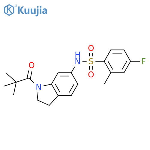 N-[1-(2,2-dimethylpropanoyl)-2,3-dihydro-1H-indol-6-yl]-4-fluoro-2-methylbenzene-1-sulfonamide structure